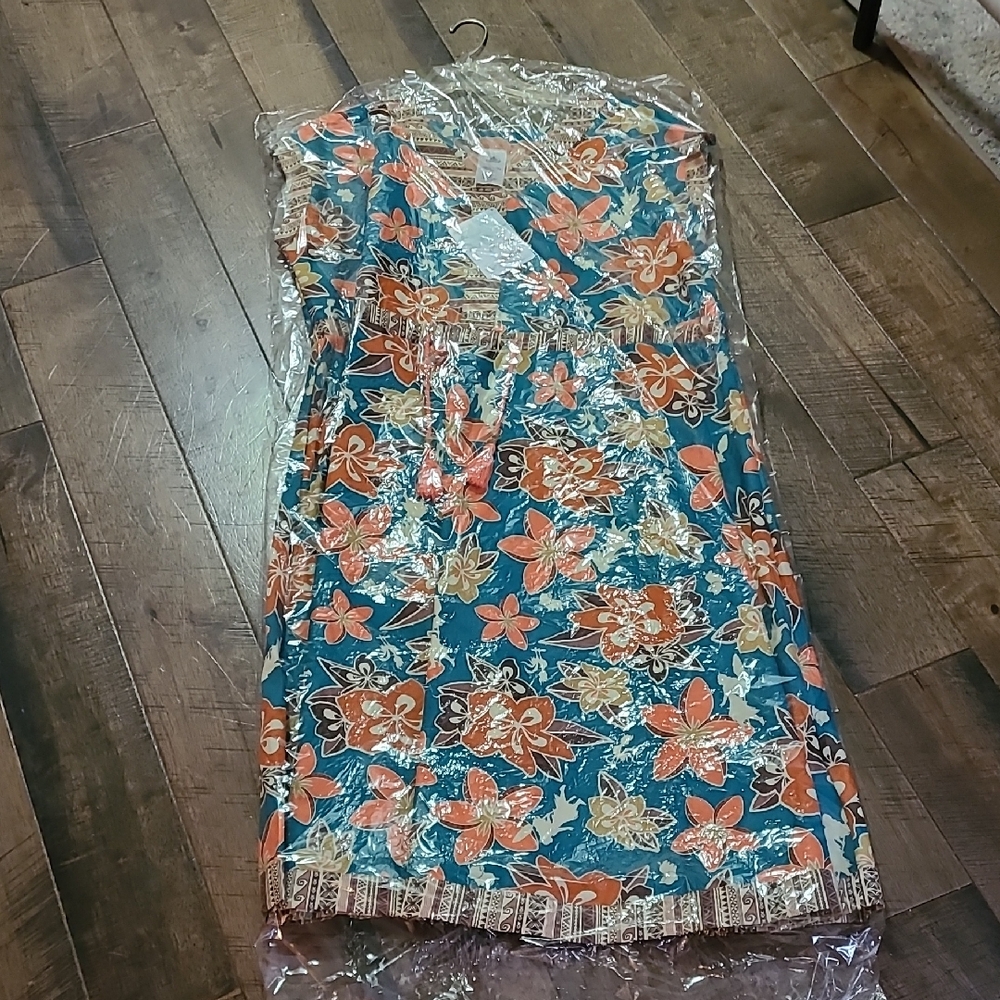 Disney Moana Blue and Orange Floral Midi Dress